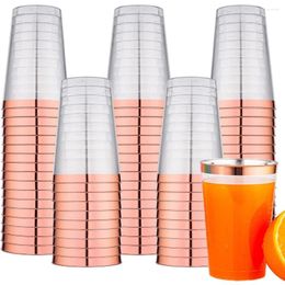 Pajitas de tazas desechables 25 piezas de plástico transparente 3 colores disponibles 300 ml/ 10 oz de gran capacidad Rimmed para barra de cocina