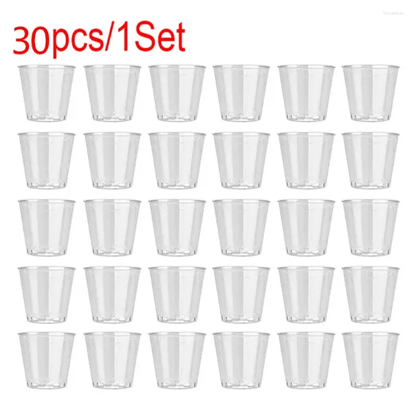 Cuilles jetables Paies 30pcs 28 ml Plastique S Glass Shooter Verres transparentes Jelly Portable