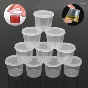 Wegwerpbekers Rietjes 30 stks/set 30 ml Plastic Takeaway Saus Cup Containers Voedsel Doos Met Scharnierende Deksels Pigment Verf palet Herbruikbare