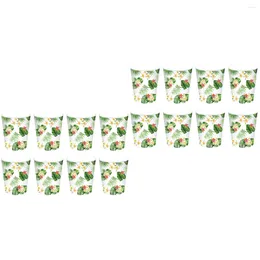 Wegwerpbekers rietjes 32 pc's Hawaii Leaf Paper Cup Party Creative Drinking For Banquet Birthday Wedding