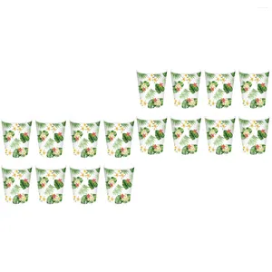 Wegwerpbekers rietjes 32 pc's Hawaii Leaf Paper Cup Party Creative Drinking For Banquet Birthday Wedding