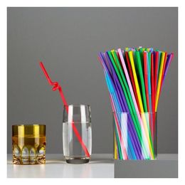 Vasos desechables Pajitas 3600 piezas de plástico para beber St 6X260 mm Exportación a Japón Bebida flexible extensible Sts Color Ems Drop Delivery H Dhxg1