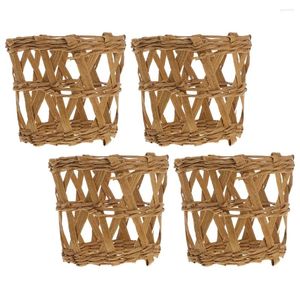 Gobelets jetables en paille, 4 pièces, support de verre, couverture Anti-brûlure, manches résistantes à la chaleur, Vase à tisser, tasse en paille tissée, Table décorative