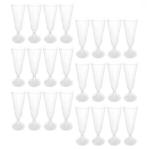Wegwerpbekers rietjes 40 pc's bril Melk beker Champagne Goblet Tall Feet Party Plastic Red Goblets