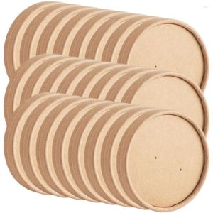 Tazas desechables pajitas 40 pcs caja para llevar tapa tapa de papel a granel tazones cubrir suministros de empaquetador de sopa Copa kraft