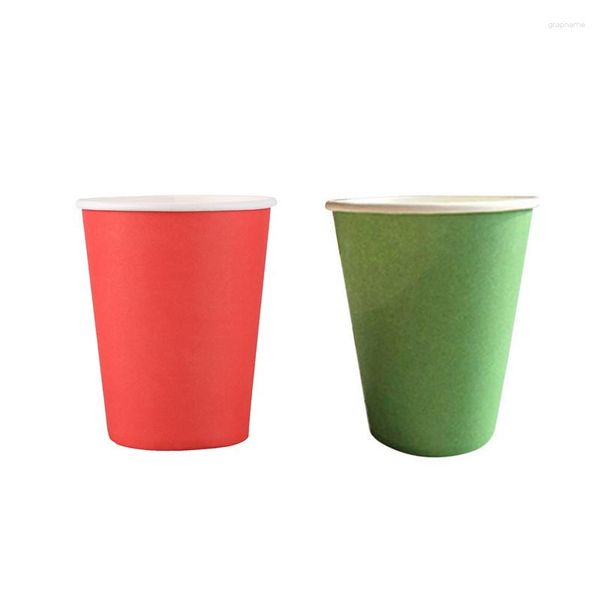 Gobelets jetables pailles 40 pièces papier (9 oz) - couleurs unies fête d'anniversaire vaisselle restauration 20 pièces vert rouge
