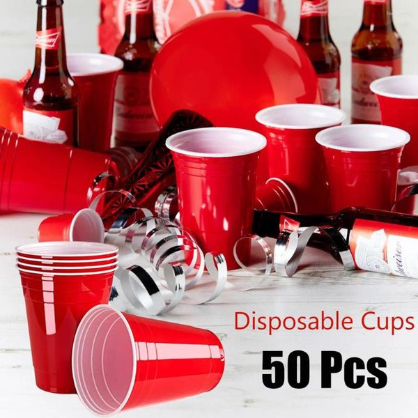 Gobelets jetables pailles 450ml, en plastique rouge, fête, jeu de Beerpong, tasse à boire, pique-nique, Barbecue en plein air, Bar, Restaurant, vaisselle