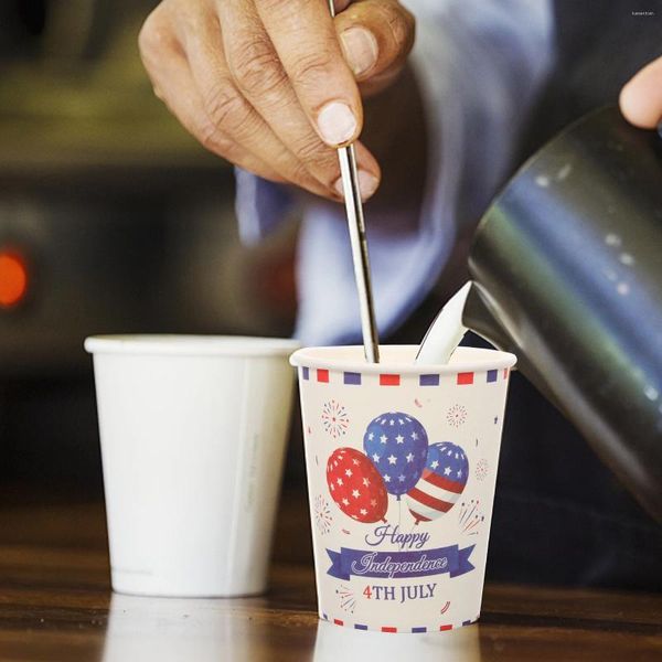 Pajitas de tazas desechables 48 PCS American Flag Cup Paper Juice portátil 4 de julio Partido