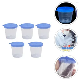 Gobelets jetables pailles 5 pièces, gobelet d'urine, récipient en plastique, couvercle d'échantillon transparent, support d'échantillonnage fécal