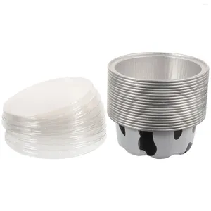 Wegwerpbekers rietjes 50 pc's aluminium tin papier cup mini cake legering pannen deksels ei taartvormen bakcontainer individuele containers