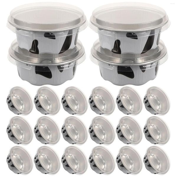 Tazas desechables pajitas 50 pcs taza de papel de aluminio mini moldes para hornear moldes para hornear tapa de aleación tapa de plástico pudín individual