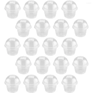 Tasses jetables Paies 50 PCS CAPE CAPE CAPE PLASTIQUE COMMERCIAL BOL PUDDING PUDDING AVEC BOULEURS DE LIDE