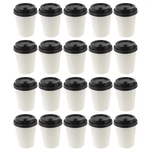 Tasses jetables Paies 50 PCS Tasse de café avec tasse de couvercle en papier à emporter, couvercles de couches traités expresso