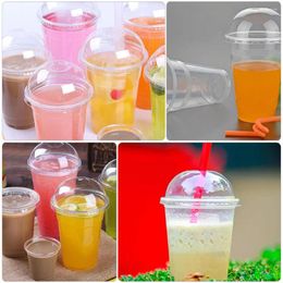 Wegwerpbekers rietjes 50 pc's koud drankje Cup reisdessert Clear Milk fles Plastic PP transparant sap met glazen voor desserts