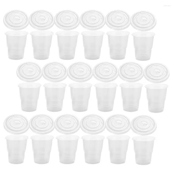 Tasses jetables Paies 50 PCS Boire des couvercles de café glacés enveloppe de bois clair Juice de thé de lait