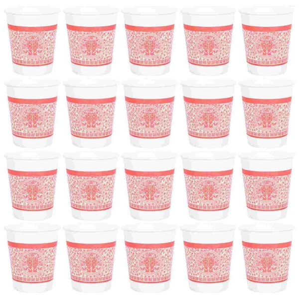 Vasos desechables Pajitas 50 piezas Espresso Boda Vajilla de papel festiva Simple al aire libre 9 Oz Bebida creativa china Banquete único