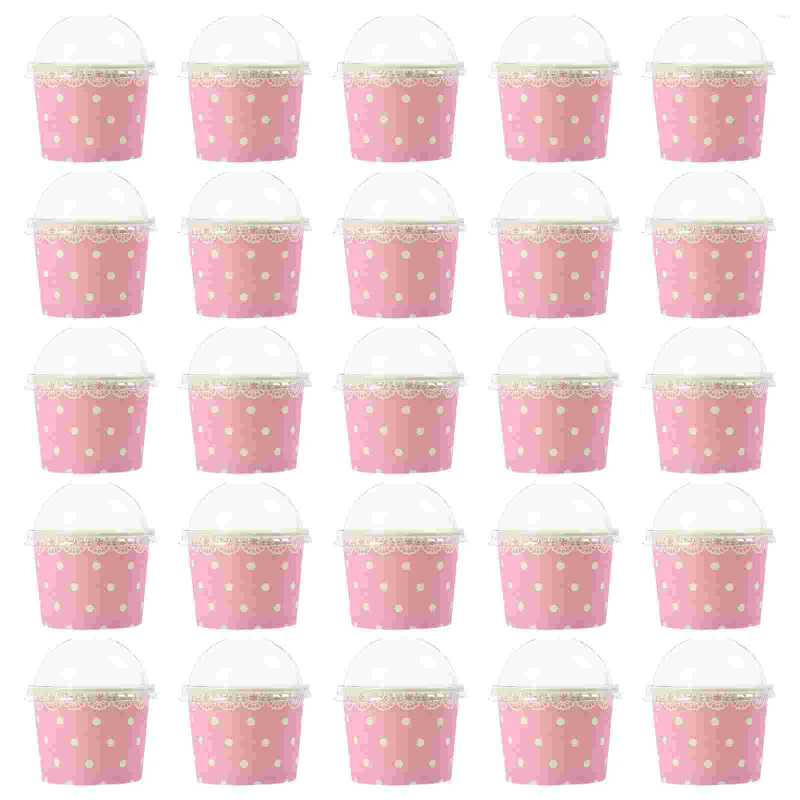 Disposable Cups Straws 50 Pcs Home Dessert Containers Jelly Pudding Paper Cake Holder Supplies Bowls