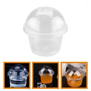 Gobelets jetables pailles 50 pièces | Tasse à crème glacée avec couvercle, boules bols en plastique, gâteau au Pudding, Dessert pour sangle de magasin