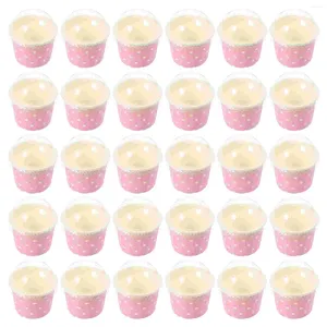 Gobelets jetables pailles 50 pièces, récipients à Dessert pour crème glacée avec couvercle, plateaux de fête en papier, fournitures pour la maison, Pudding