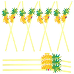 Gobelets jetables pailles 50 pièces ananas Cocktail fête faveur pliable Luau Tropical pour les enfants à boire