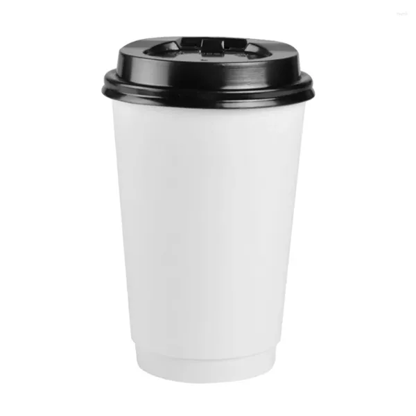 Tazas desechables pajitas 50 pcs taza de plástico café reutilizable 16 oz con párpados anti-scald