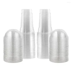 Wegwerpbekers rietjes 50 pc's met deksels plastic containers glas herbruikbare mug sap accessoire mini