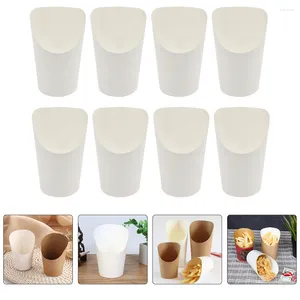 Gobelets jetables Pailles 50 Pcs Wok Fries Cup Falafels Popcorn Box Kraft Paper Portable French Mug Waffle