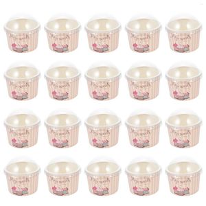 Tasses jetables Paies 50 ensembles couvrent le bol de bol en papier glacée bols en plastique Pp Pudding Emballage Child Fruit Conteneur