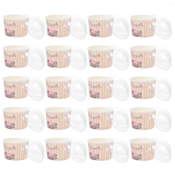 Tasses jetables Paies 50 ensembles pour dîner tasse de crème glacée couverte en papier bol de nourriture cadeaux pudding emballage des bols à soupe froide ballon