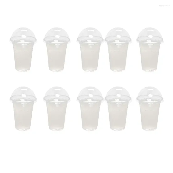Gobelets jetables pailles 50 ensembles de 380ml en plastique transparent avec couvercles en dôme à trou pour thé, jus de fruits, couvercles de lait