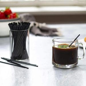 Tasses jetables pailles 500pcs noirs 13 cm en plastique de café Cocktail Agitrages de tube de boisson