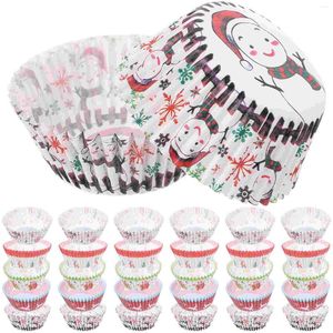 Wegwerpbekers rietjes 500 stks cupcake bakpakkels Xmas geprint patroon muffin liners dessertpapier