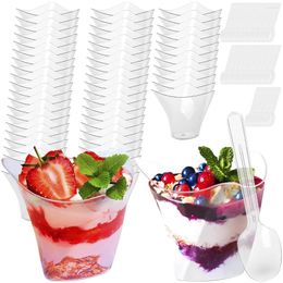 Wegwerpbekers Rietjes 50 Stuks 100 Ml Dessert Plastic Transparant Mini Pudding Mousse Snacks Cup Verjaardagsfeestje Ijs Thuis Geleverd