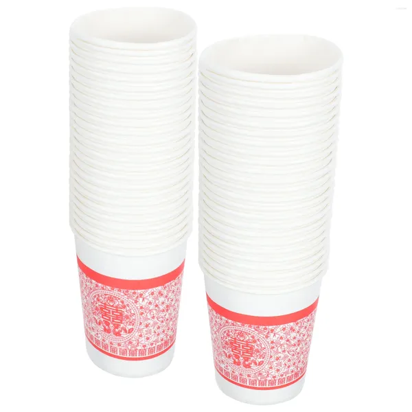 Tazas desechables pajitas 50 piezas de papel chino de estilo chino para boda de la boda suministros de fiesta de lujo