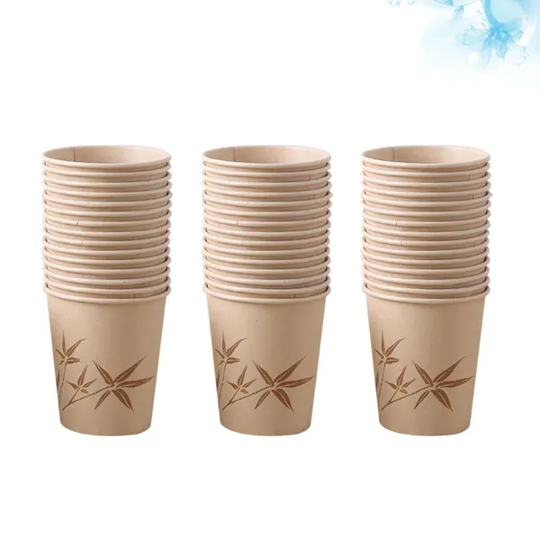 Cups jetables Paires 50pcs Casse décorative Bamboo Fibre Paper Party Table Varelle pour le festival de mariage d'anniversaire