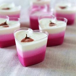 Wegwerpbekers rietjes 50 stks dessertbeker met lepels doorzichtige plastic mousse pudding voorgerecht hartvormige parfait serveerschalen n24 21