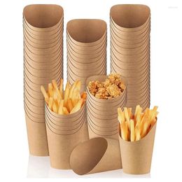 Tass jetables Paies 50pcs French Fry Kraft Paper Restaurant Restaurant Stand Party Snack Container Waffle Ice Cream Snacks