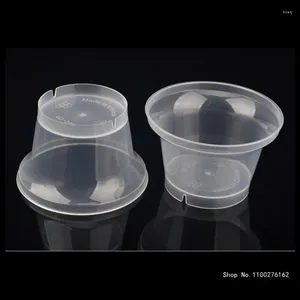 Tasses jetables Paies 50pcs Net Red Red Temperature Pudding Pudding Casse épaissie PP Crème résistante à la glace en plastique givré avec couvercle