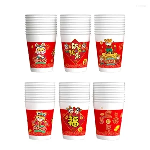 Cups jetables Paies 50pcs Papier Juice Cup Chine annue décoration Festival Sprival Party Baby Shower Kids Birthday R7ua