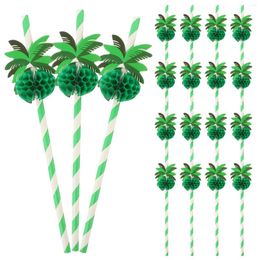 Gobelets jetables pailles, 50 pièces, pour Cocktails tropicaux hawaïens, cocotier, fournitures de fête sur la plage d'été