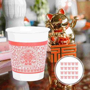 Gobelets jetables pailles 50 pièces papier Banquet de mariage eau chinoise boisson vaisselle décoration