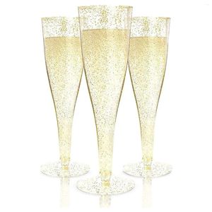 Coupes jetables Paies 54 Gold Plaster Plastic Champagne flûtes - Fêtes de la fête de la gain de toasting Cocktail