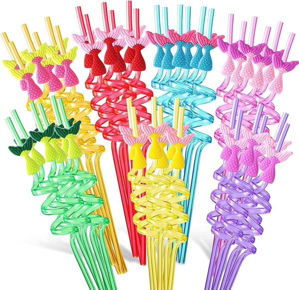 Gobelets jetables Pailles 5Pcs 10 5in Coloré PET Courbe Queue De Sirène Boire Fête De Mariage Bar Boisson Accessoires Anniversaire Réutilisable 230714