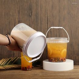 Tasses jetables Paies 5pcs 1500 ml de thé au lait tasse de tasse anti-vol à emporter fuite de rangement en plastique épaissis