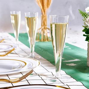 Tasses jetables Paies 5pcs Créative Champagne flûtes en plastique Gold Poudre de verres à vin à pattes