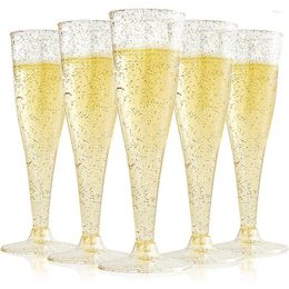 Wegwerpbekers Rietjes 5 Stuks Plastic Champagneglazen Helder Cocktailbeker Transparant Rood Wijnglas Bruiloft Bar Drinkbeker Drinkware