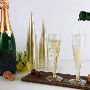 Tasses jetables pailles 5pcs flûtes en plastique flûtes gobelet vertes à vin rouge fête de cocktail de cocktails de fête de cocktail