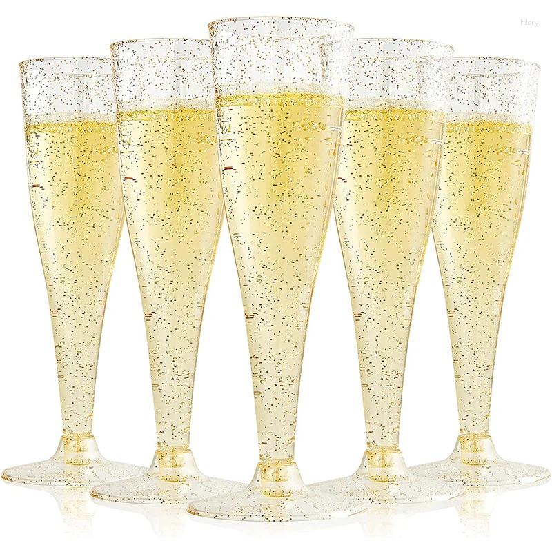 Disposable Cups Straws 5Pcs Plastic Champagne Glasses Clear Cocktail Goblet Transparent Red Wine Glass Wedding Party Bar Drink Cup Drinkware