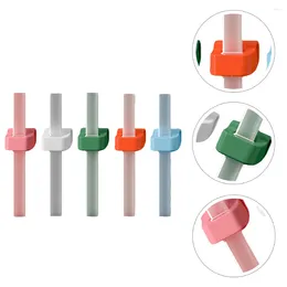 Tass jetables Paies 5pcs Silicone réutilisable pour bébés enfants Paille de paille avec boucle boire