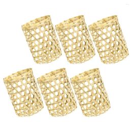 Tass jetables pailles 6 pcs manches de tasse en bambou gold décoration intérieure vase couverture tissée rotin accessoire de garde-couvercle